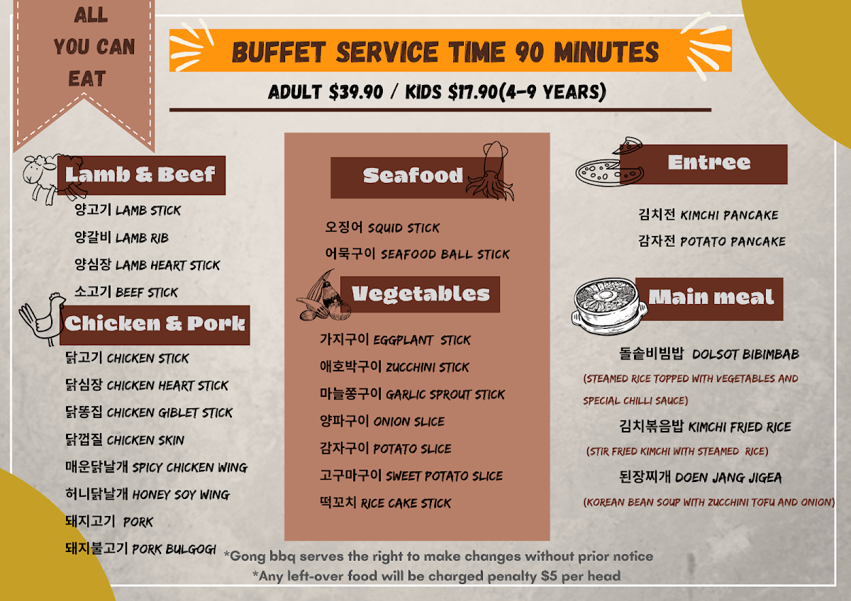 Menu Gong Charcoal Bbq Restaurant (Buffet)-1